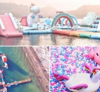 A gigantic inflatable unicorn island for adults!