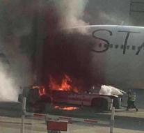 Airbus on fire at Frankfurt airport