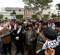 Demonstrations at memorial revolution Tunisia