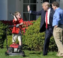 Frank (11) measures the lawn of Donald Trump