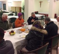 Year-old pope breakfast with the homeless
