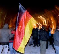 Cars in flames during demonstration Pegida