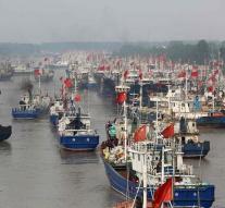 Chinese fishing boats at the chain in Africa