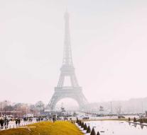 Eiffel Tower close by winter weather France