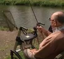 Elderly fishfan (94) performs action