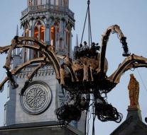Giant robot spin on church