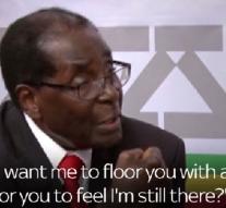 Mugabe shows fist after question about retirement