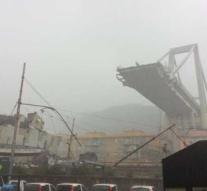 Part suspension bridge motorway collapsed at Genoa