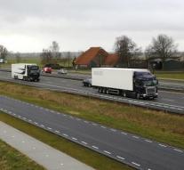 Self-propelled trucks on highway Flemish