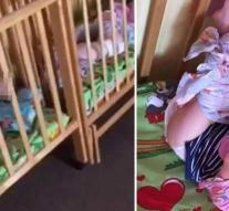 Shocking images of tied babies in crèche