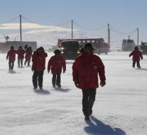 Technicians come to work at the South Pole