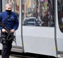 Terror Panic Belgian tram through thoughtful man