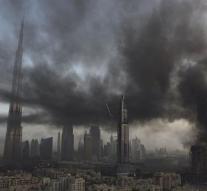 Thick black smoke over Dubai