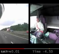 Trucker with smartphone cell