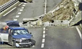 Massive Traffic Jams in French Alps as Boulders Block Highway