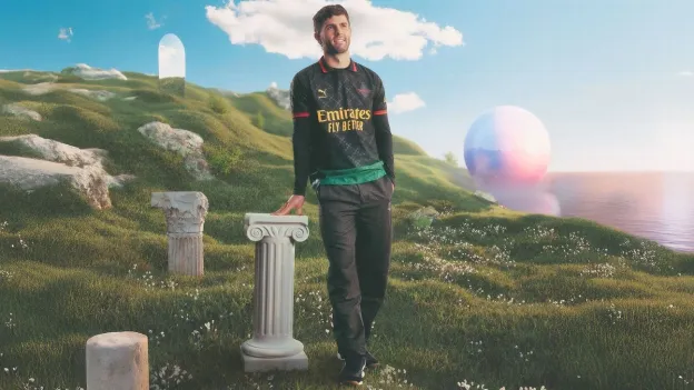 Christian Pulisic Models AC Milan's New Off-White Dreamland Kit for 2025