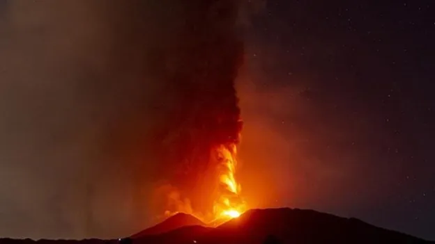 Lava Flow Continues at Mount Etna Volcano