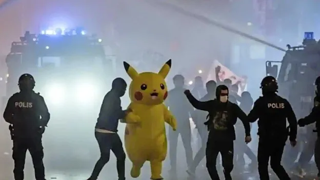 Turkish Police Chase Pikachu Protester