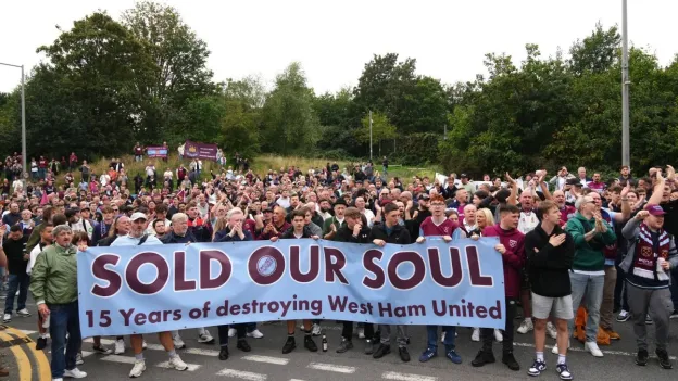 West Ham Fans Protest Against Owners Before Crystal Palace Clash