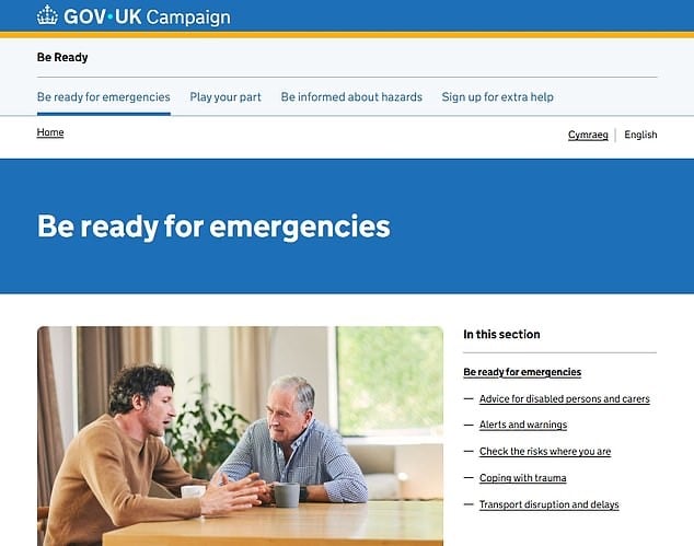 Britons urged to ‘be ready’ for a national crisis with food, water, cash and a wind-up radio